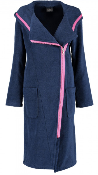 Cawö Damen Bademantel 6116 Reißverschluss navy-pink 110cm