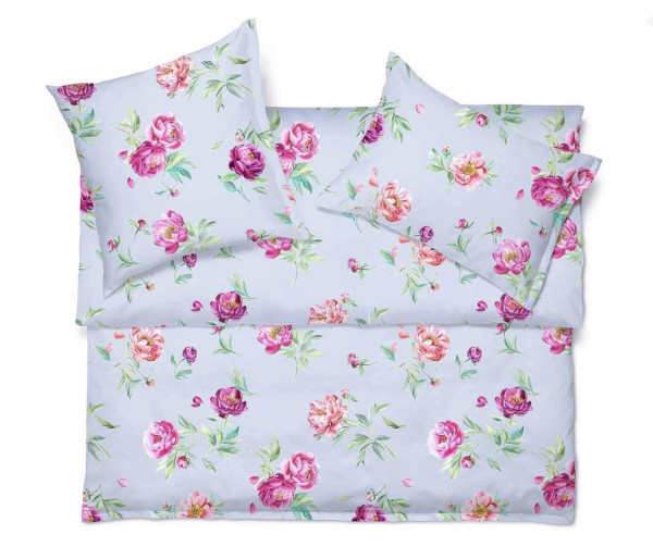 Schlossberg Bettwaesche Marie gris blanc Satin Noblesse