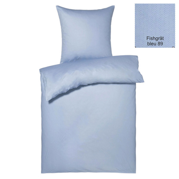 Doris Meyer Jersey Bettwaesche Fischgrät bleu