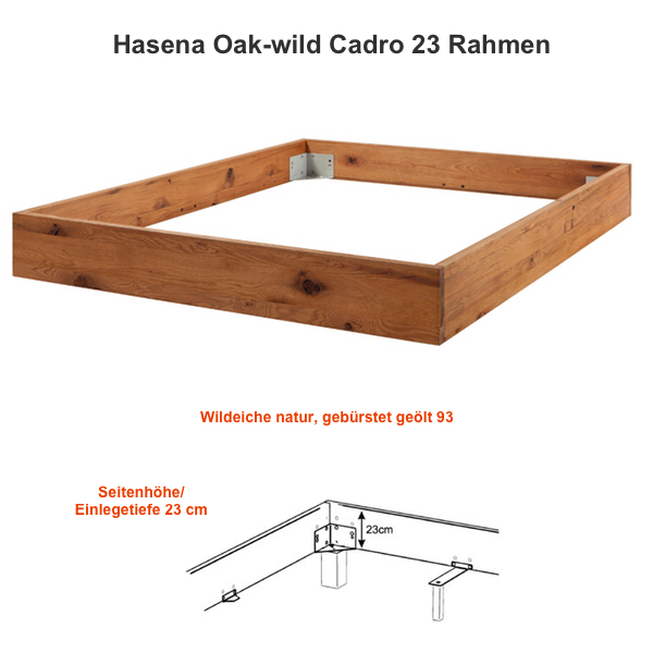 Living massiv Domani Hasena 23 cadro Bettrahmen Wild Wildeiche Oak-Line |