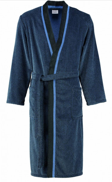 Cawö Herren Bademantel 4839 Kimono blau-schwarz 125cm