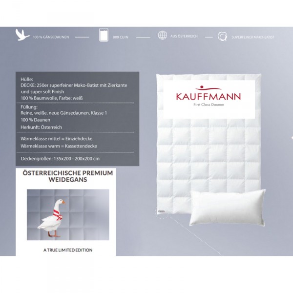 Kauffmann Österreichische Premium Weidegans medium Daunendecke Ganzjahresdecke