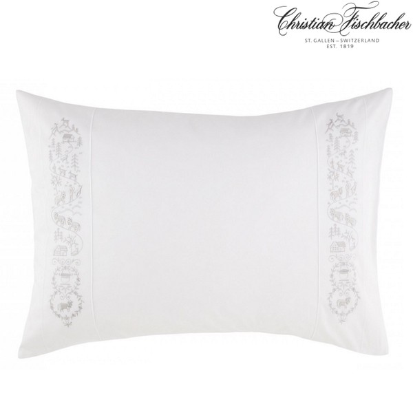 Christian Fischbacher Bettwäsche Alpaufzug weiss Satin Luxury Nights Serie mit Stickerei